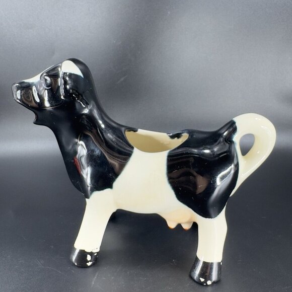 Vintage Cow Creamer Black and White Ceramic Mug Whimsical Houseware Decor VTG - Picture 7 of 14